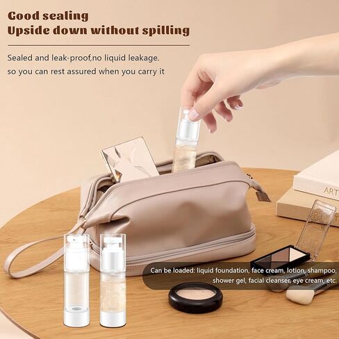 1oz/30ml Airless Pump Bottles, Refillable Empty Travel Lotion Container, Plastic Cosmetic Dispenser with Bottle Labels for Cosmetics, Lotion, Essential oil, Shampoo (6 Pack) in Kuwait