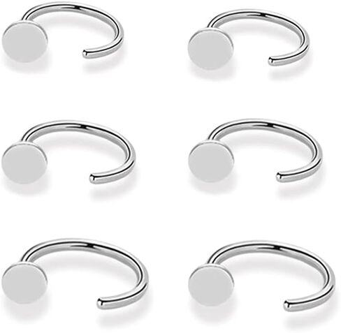 3 Pairs Minimalist Dot Half Hoop Earrings Sterling Silver 925 for Women Girls Simple Ear Cuffs Cartilage Tragus Earring Small Huggie Hoops 6/8/10mm Piercing Jewelry Hypoallergenic Gifts BFF Unisex in Saudi Arabia