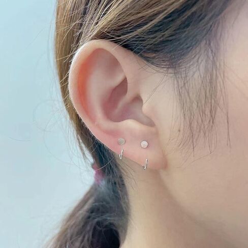 3 Pairs Minimalist Dot Half Hoop Earrings Sterling Silver 925 for Women Girls Simple Ear Cuffs Cartilage Tragus Earring Small Huggie Hoops 6/8/10mm Piercing Jewelry Hypoallergenic Gifts BFF Unisex in Saudi Arabia