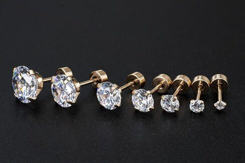 7 أزواج 20 جرام من الأقراط المصنوعة من الفولاذ المقاوم للصدأ مجموعة أقراط زركونيا مكعبة الشكل للرجال والنساء والفتيات 2 مم - 8 مم ذهبي وردي/أسود/فضي in Kuwait