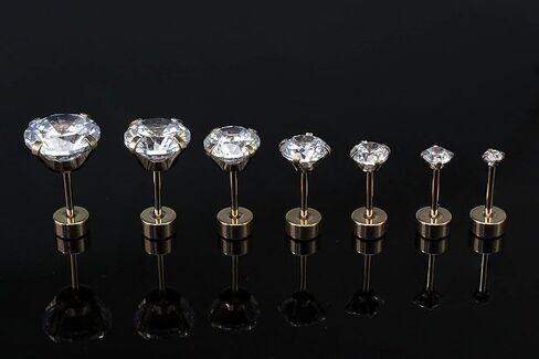 7 أزواج 20 جرام من الأقراط المصنوعة من الفولاذ المقاوم للصدأ مجموعة أقراط زركونيا مكعبة الشكل للرجال والنساء والفتيات 2 مم - 8 مم ذهبي وردي/أسود/فضي in Kuwait