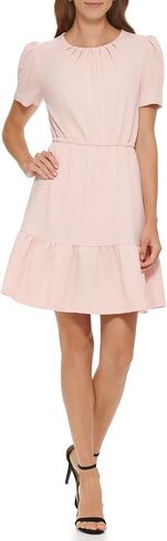 DKNY Women's Puff Sleeve Ruffled Fit Dress in Saudi Arabia