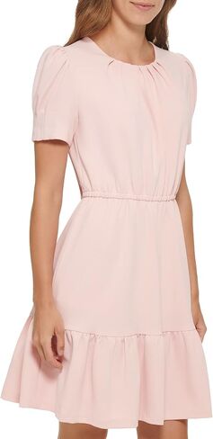 DKNY Women's Puff Sleeve Ruffled Fit Dress in Saudi Arabia