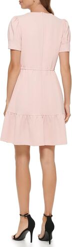 DKNY Women's Puff Sleeve Ruffled Fit Dress in Saudi Arabia