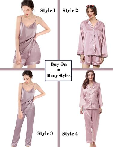 WJing Yi Jia 6Pcs Womens Silk Satin Pajama Sets Pj Sets Long Pjs Set Pajamas Sleepwear Camisole Sexy Cami in Saudi Arabia