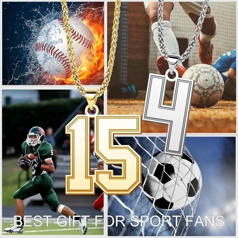 البيسبول عدد قلادة قلادة الفولاذ المقاوم للصدأ الرياضة كرة القدم كرة السلة عدد سلسلة مجوهرات لمحبي الرياضة هدية عيد الميلاد in Kuwait