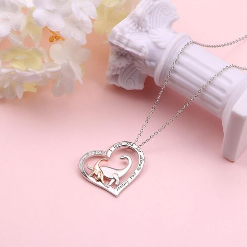 Yearace الفضة الاسترليني الأم والطفل الحيوانات قلادة الحب القلب قلادة قلادة لطيف الحيوان مجوهرات هدايا عيد الأم للزوجة الأم in Kuwait