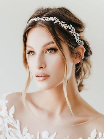 SWEETV Leaf Wedding Headpieces for Bride Flower Girl Gold Bridal Headband with Rhinestones Women Handmade Hair Accessories in Saudi Arabia