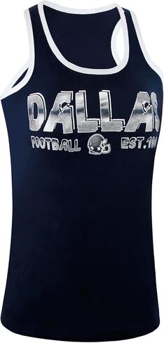 Women City Football Fans Athletic Sporty Vest Tank Tops Shirts - Navy & White in Kuwait