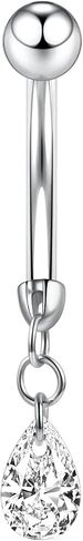 FUNLMO 14G Dangle Belly Button Ring Belly Piercing Belly Button Jewelry Titanium Navel Ring Navel Jewelry Internally Threaded Navel Belly Piercing Jewelry in Saudi Arabia