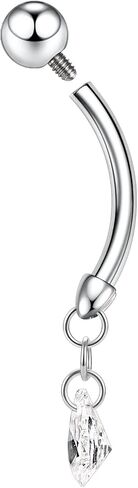 FUNLMO 14G Dangle Belly Button Ring Belly Piercing Belly Button Jewelry Titanium Navel Ring Navel Jewelry Internally Threaded Navel Belly Piercing Jewelry in Saudi Arabia