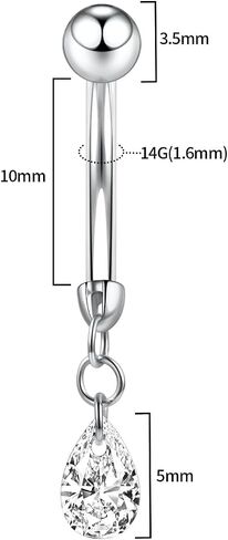 FUNLMO 14G Dangle Belly Button Ring Belly Piercing Belly Button Jewelry Titanium Navel Ring Navel Jewelry Internally Threaded Navel Belly Piercing Jewelry in Saudi Arabia