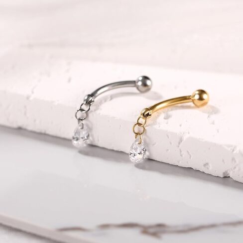 FUNLMO 14G Dangle Belly Button Ring Belly Piercing Belly Button Jewelry Titanium Navel Ring Navel Jewelry Internally Threaded Navel Belly Piercing Jewelry in Saudi Arabia