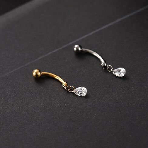 FUNLMO 14G Dangle Belly Button Ring Belly Piercing Belly Button Jewelry Titanium Navel Ring Navel Jewelry Internally Threaded Navel Belly Piercing Jewelry in Saudi Arabia