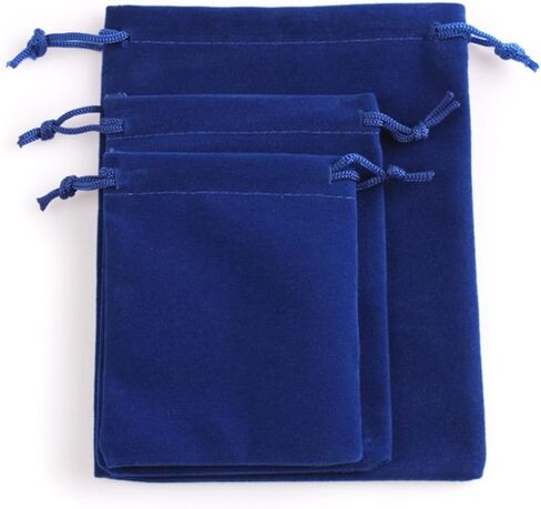 Ximkee 50 Pieces Wholesale Lot - Black Velvet Cloth Jewelry Pouches/Drawstring Bags 3" X 4" (50, Blue) in Kuwait