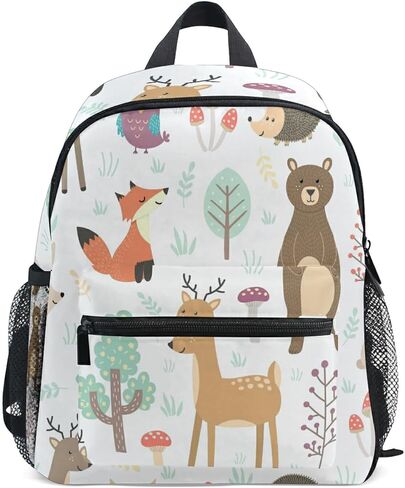 Fox And Bear Preschool Backpack with Chest Strap,Mini Toddler Backpack Daycare Toy Bag for Boys Girls,10 x 4x 12 Inches in Saudi Arabia