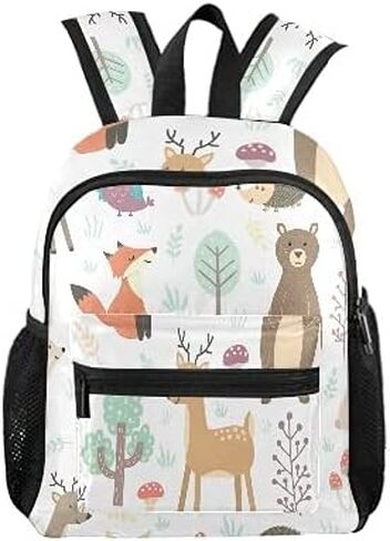 Fox And Bear Preschool Backpack with Chest Strap,Mini Toddler Backpack Daycare Toy Bag for Boys Girls,10 x 4x 12 Inches in Saudi Arabia
