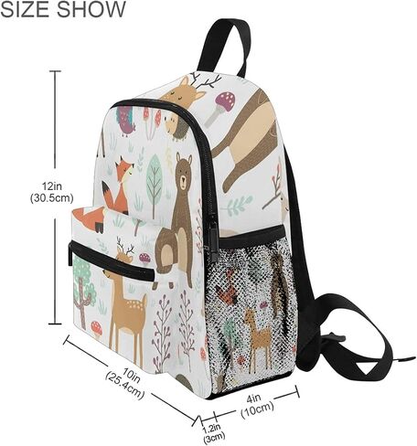 Fox And Bear Preschool Backpack with Chest Strap,Mini Toddler Backpack Daycare Toy Bag for Boys Girls,10 x 4x 12 Inches in Saudi Arabia