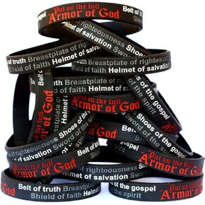 20 Armor of God Silicone Wristband Bracelets Ephesians 6:10-18