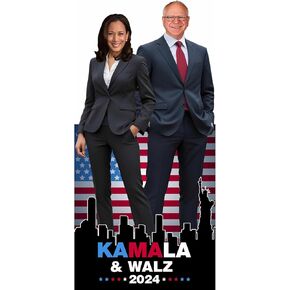 H38216 Kamala Harris Tim Walz 2024 America Backdrop Cardboard Cutout Standee Standup