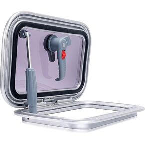 Boat Porthole Window Anodized Aluminum Frame Rectangle Portlight Boat Hatch Lids 11.6 inch *9.5 inch Silver