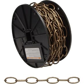 Campbell 0722003 Decorator Chain on Reel, Antique Brass, #10 Trade, 0.135" Diameter, 40' Length, 35 lbs Load Capacity