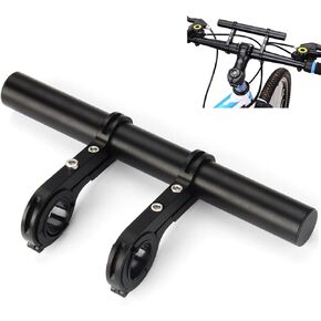 Bike Handlebar Extender, 11.8in Double Bicycle Handlebar Extension Rack Multifunctional Aluminum Alloy Bracket Extension for Bike Mounts, Extender Bars, Light Lamp, Phone Mount(Black)