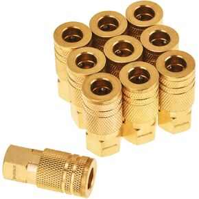 SUNGATOR 25-Pack 1/4 Inch Female Industrial Coupler, 1/4'' NPT Air Hose Fittings, Brass Quick Connect Air Fitting, 1/4'' Air Coupler Set for Professional Jobsites/Automotive Shops