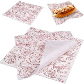 GWHOLE 100pcs Food Basket Liners, Deli Paper Sheets, Food Paper Sheets, Food Wrapping Paper, Nacho Trays Basket Liners for Food Serving Burger Sandwich Burrito Pizza
