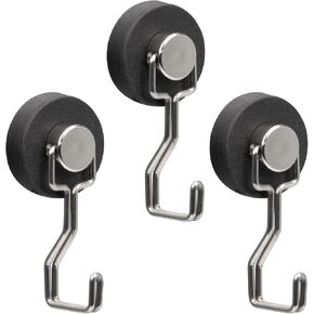Rubber Coated Anti-Scratch Heavy Duty Magnetic Hooks, Essential for Cruise Ship Cabins & Refrigerator Hanging, Rubber Coating Anti-Corrosion, Hook Magnets for Outdoor Grill(3, Sliver)