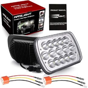 2Pcs 7x6 Led Headlights Lamp W/ H4 Headlight Relay Harness - Sealed Beam 6054 Led Headlight H6054 Led Headlights 5x7 Led Headlight 7x6 Headlights For Toyota 95-97 Tacoma 88-95 Pickup 84-91 4Runner