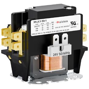 AC Contactor, Malictele 2 Pole 40 Amp 24V Coil Air Conditioner Contactor HVAC Contactor for AC Unit Outdoor Compatible Condenser Compressors Refrigeration Systems Motors etc