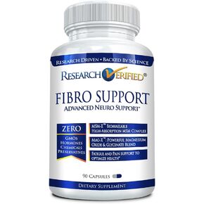 Research Verified Fibro Support - 90 Capsules - MSM, Magnesium, Vitamin D3, BioPerine - 1 Month Supply - Vegan