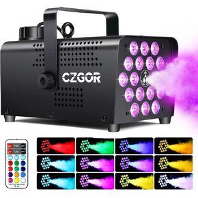 Fog Machine, Czgor 600W Portable Smoke Machine with 18 LED, Portable Fog Machine with Wireless and Wired Remote Control for Outdoor Indoor Halloween Party