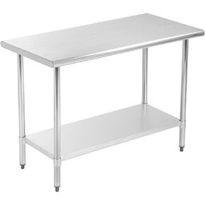 طاولة عمل المطبخ من الفولاذ المقاوم للصدأ معدنية تجارية NSF مقاومة للخدش وطاولة عمل مضادة للصدأ مع طاولة قابلة للتعديل، 24 × 48 بوصة in Kuwait