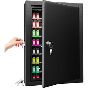 Key Box Wall Mount,65 Keys, Key Organizer Cabinet,Key Storage Box Safe with Combination Lock for Hotels & Office & Companies & Car Dealerships-Black