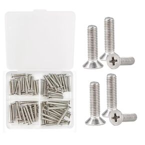 30Pcs M5 x 45mm Flat Head Phillips Machine Screws,Screws Assortment Kit with Storage Box,304 Stainless Steel, Fasteners Bolts,M5x50(30)