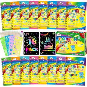 ZMLM Rainbow Scratch Party Favors Kids: Birthday Gifts Toy Bulk Scratch Art Notebook 36 Pack Scratch Paper Birthday Party Favor Girls Boys Art Craft Kit Scratch Pads Classroom Prizes