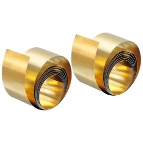 uxcell Brass Sheet Roll, 2Pcs 0.2x30x1000mm Brass Foil Roll Brass Strip Gold for Crafts, Electrical Repairs, Grounding