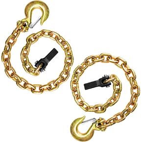 Tow Chain Kit 2-Pack, Grade 80 35-Inch Trailer Chains with 5/16 inch Clevis Snap Hook Weld-On Safety Chain Retainer for Truck Trailer Hitch, 4,900lbs Work Load