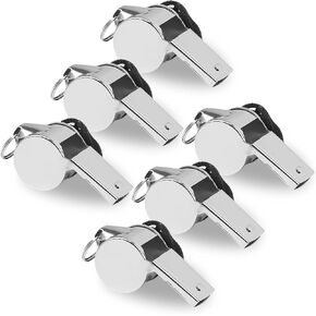 Stainless Steel Whistle for Coaches, 6PCS Coach Referee Whistle for Teachers Adults with Lanyard, Metal Loud Crisp Sports Whistle Bulk, Coaches Whistle & Coaches Whistle for Referees/Officials/School