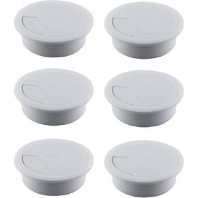 [6 Pack] Desk Grommet 2 Inch Sturdy ABS Plastic Desk Hole Cover for Cables Black Desk Hole Grommet for Organizing Home & Office Table Cables - White