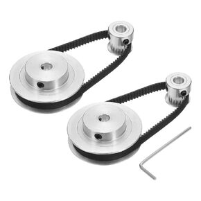 uxcell 2 Set GT-2 Synchronous Wheel 20&60 Teeth 6.35mm Bore, Aluminum Alloy Timing Pulley Wheel with 2Pcs Length 200mm Width 6mm Belt for 3D Printer, CNC Machine (20-60T-6.35B-6)