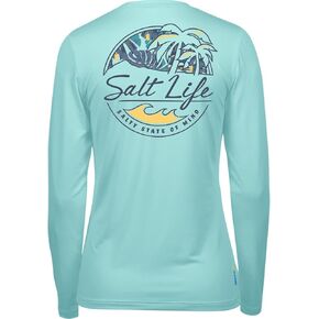 Salt Life Shady Palms SLX Long Sleeve Stretch Fit Shirt, Fuchsia Heather, Large