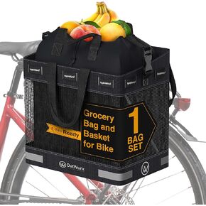 Grocery Panniers for Bicycles - 22.5 Liter Water Resistant Bike Panniers for Bicycles Rear Rack with Handles and Shoulder Strap - 1 Bag