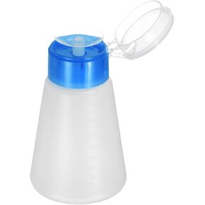 HARFINGTON Solvent Alcohol Dispensers 180ml(6.1oz) Conical Push Down Liquid Dispenser Pump with Sealing Stainless Steel Lid for Acetone Cleanser Polish Remover, Blue