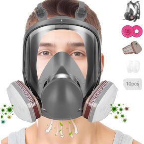 Full Face Respirator Mask with Filters 60921 & 2097, Gas Mask Against Dust, Organic Vapor, Paint, Welding, Chemicals, Epoxy Resin, Sanding, Woodworking