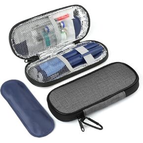 Insulin Pen Cooler Travel Case with 2 Reusable TSA Approved Ice Packs, Diabetic Medication Insulated Cool Organizer Bag for Insulin Pens and Other Diabetic Supplies Storage (Black)