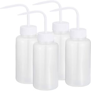 PATIKIL 1000ml Wash Bottle, 4pcs Polyethylene Squeeze Bottle Wide Mouth Bottle Tools Foam Bottle for Green Soap Cleaning Washing Irrigation, Clear Red