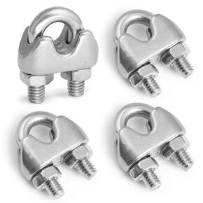 4pcs M10 Wire Rope Clamp, 3/8 inch Cable Clamps Stainless Steel Wire Rope Clips